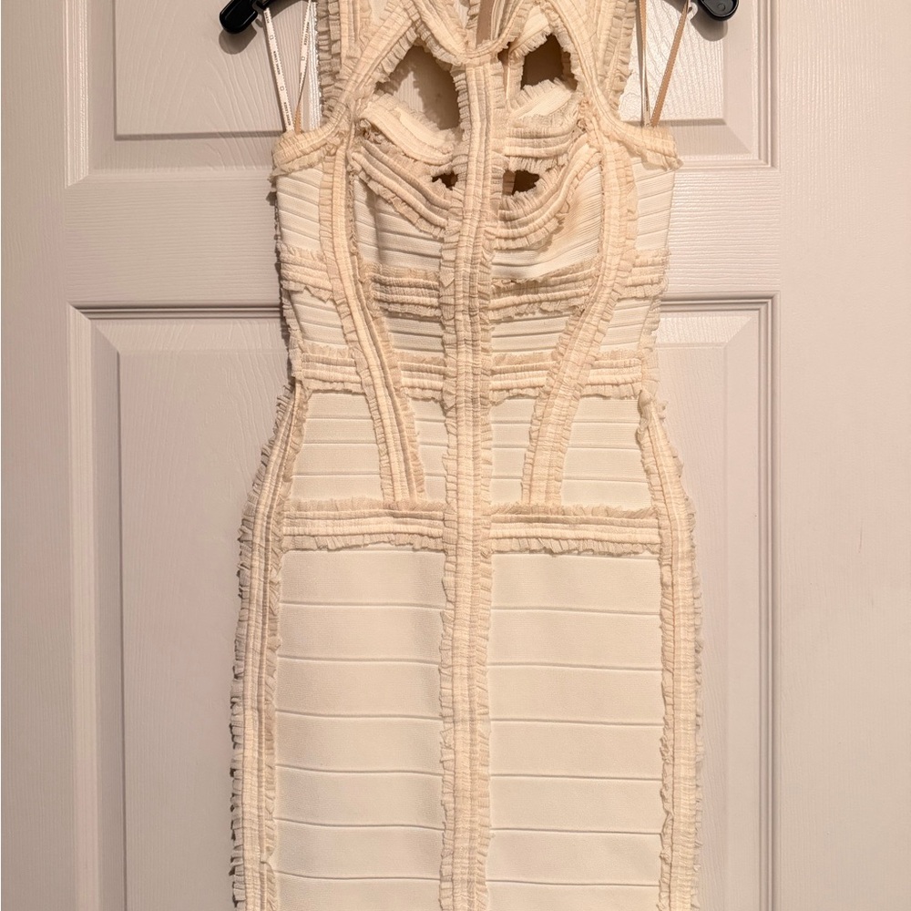 Herve Leger Cream Backless Dress